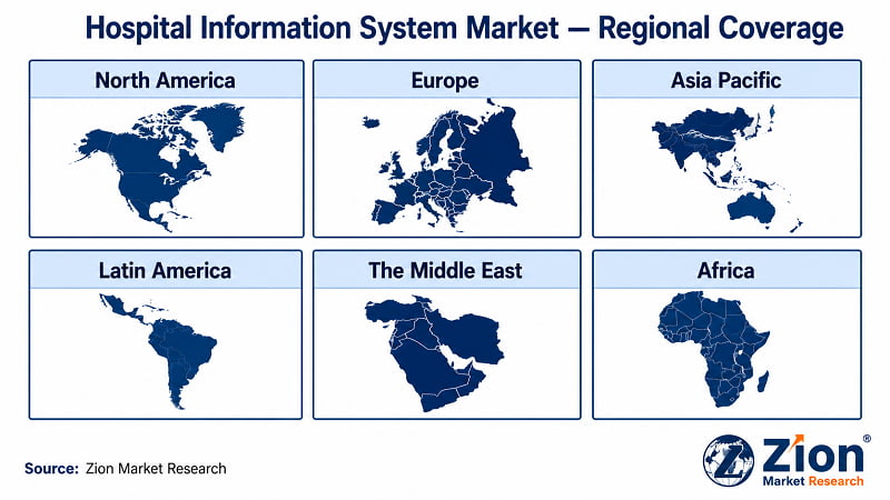 Hospital Information System market regional coverage — 6 regions, 35+ countries globally | Zion Market Research